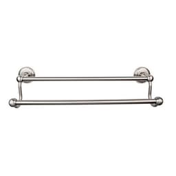 Edwardian Bath Double Towel Bar 18" Center to Center with Plain Backplate Brushed Satin Nickel - Top Knobs ED7BSND