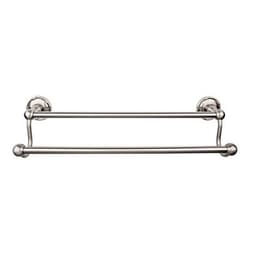 Edwardian Bath Double Towel Bar 18" Center to Center with Ribbon Backplate Brushed Satin Nickel - Top Knobs ED7BSNE