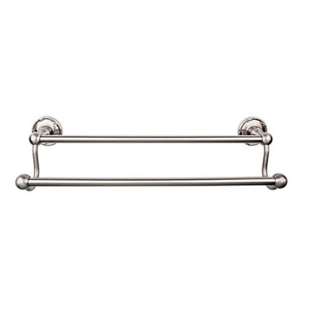 Edwardian Bath Double Towel Bar 18" Center to Center with Ribbon Backplate Brushed Satin Nickel - Top Knobs ED7BSNE