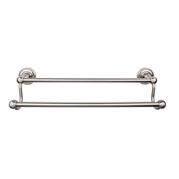 Edwardian Bath Double Towel Bar 18" Center to Center with Rope Backplate Brushed Satin Nickel - Top Knobs ED7BSNF