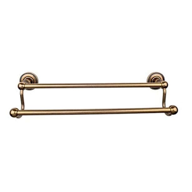 Edwardian Bath Double Towel Bar 18" Center to Center with Beaded Backplate German Bronze - Top Knobs ED7GBZA