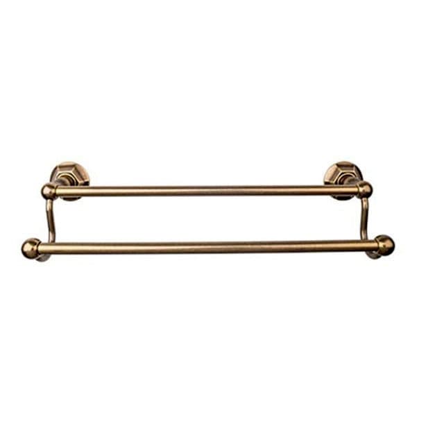 Edwardian Bath Double Towel Bar 18" Center to Center with Hex Backplate German Bronze - Top Knobs ED7GBZB