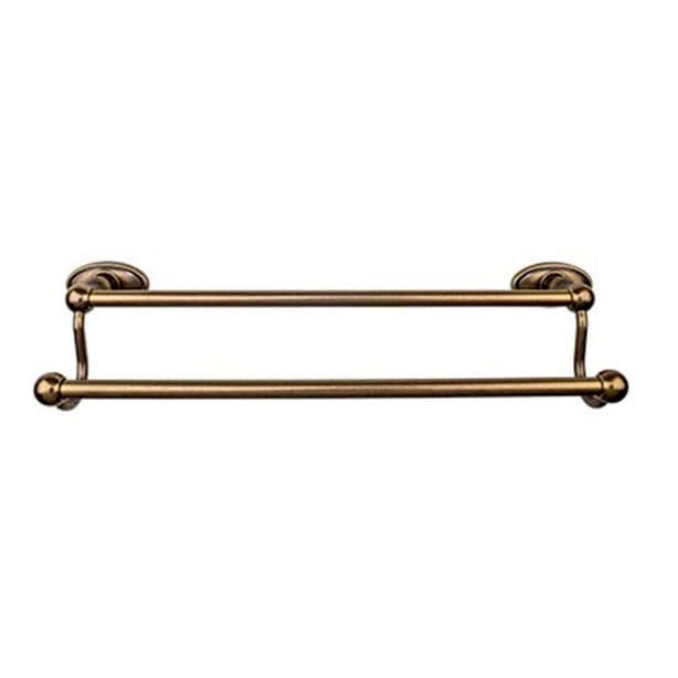 Edwardian Bath Double Towel Bar 18" Center to Center with Oval Backplate German Bronze - Top Knobs ED7GBZC