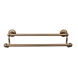 Edwardian Bath Double Towel Bar 18" Center to Center with Plain Backplate German Bronze - Top Knobs ED7GBZD