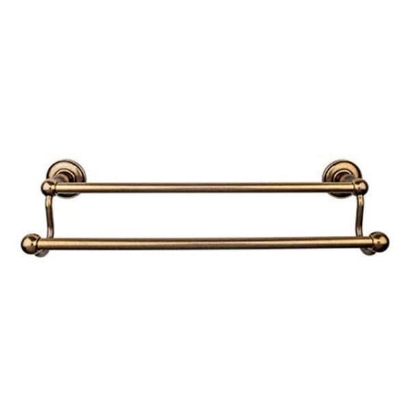 Edwardian Bath Double Towel Bar 18" Center to Center with Plain Backplate German Bronze - Top Knobs ED7GBZD