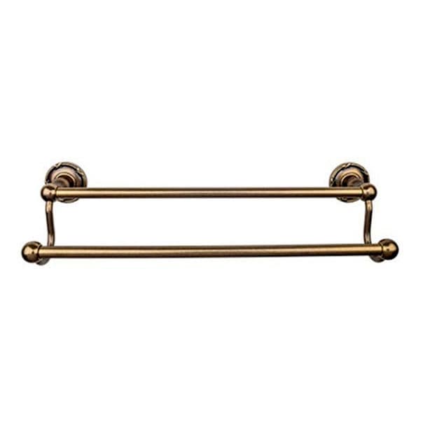 Edwardian Bath Double Towel Bar 18" Center to Center with Ribbon Backplate German Bronze - Top Knobs ED7GBZE