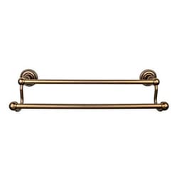 Edwardian Bath Double Towel Bar 18" Center to Center with Rope Backplate German Bronze - Top Knobs ED7GBZF