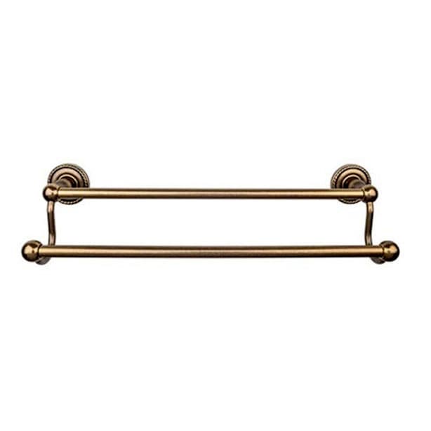 Edwardian Bath Double Towel Bar 18" Center to Center with Rope Backplate German Bronze - Top Knobs ED7GBZF