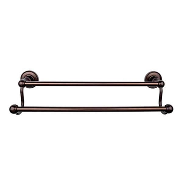 Edwardian Bath Double Towel Bar 18" Center to Center with Beaded Backplate Oil Rubbed Bronze - Top Knobs ED7ORBA