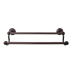 Edwardian Bath Double Towel Bar 18" Center to Center with Hex Backplate Oil Rubbed Bronze - Top Knobs ED7ORBB