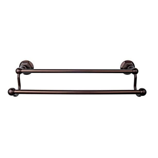 Edwardian Bath Double Towel Bar 18" Center to Center with Hex Backplate Oil Rubbed Bronze - Top Knobs ED7ORBB