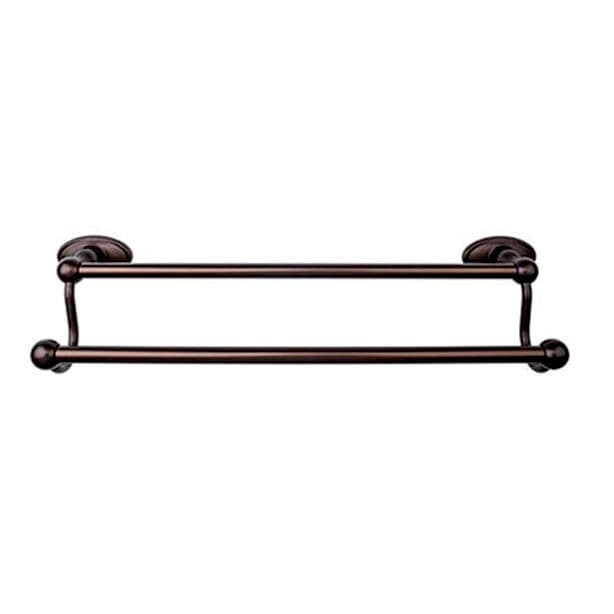 Edwardian Bath Double Towel Bar 18" Center to Center with Oval Backplate Oil Rubbed Bronze - Top Knobs ED7ORBC