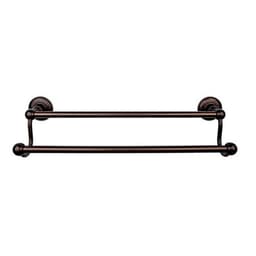 Edwardian Bath Double Towel Bar 18" Center to Center with Plain Backplate Oil Rubbed Bronze - Top Knobs ED7ORBD