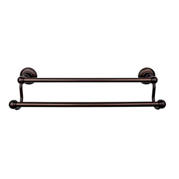 Edwardian Bath Double Towel Bar 18" Center to Center with Plain Backplate Oil Rubbed Bronze - Top Knobs ED7ORBD