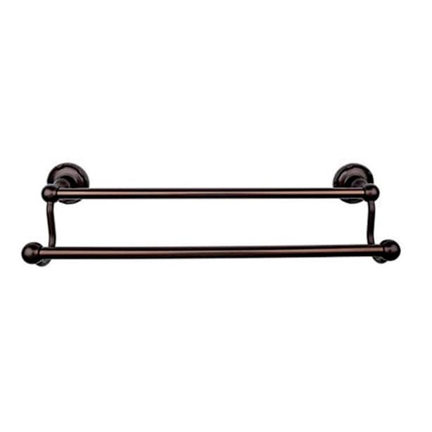 Edwardian Bath Double Towel Bar 18" Center to Center with Ribbon Backplate Oil Rubbed Bronze - Top Knobs ED7ORBE