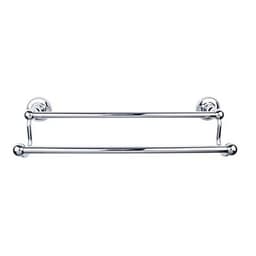 Edwardian Bath Double Towel Bar 18" Center to Center with Beaded Backplate Polished Chrome - Top Knobs ED7PCA