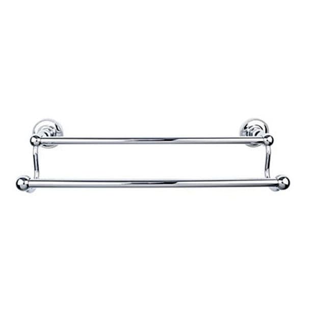 Edwardian Bath Double Towel Bar 18" Center to Center with Beaded Backplate Polished Chrome - Top Knobs ED7PCA