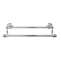 Edwardian Bath Double Towel Bar 18" Center to Center with Hex Backplate Polished Chrome - Top Knobs ED7PCB