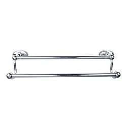 Edwardian Bath Double Towel Bar 18" Center to Center with Oval Backplate Polished Chrome - Top Knobs ED7PCC