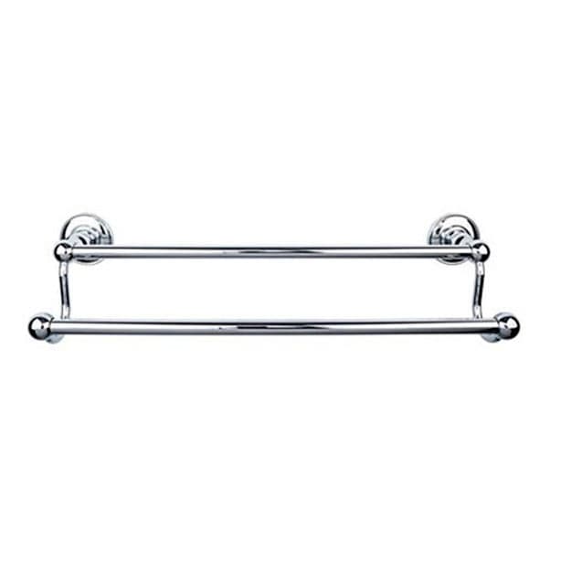 Edwardian Bath Double Towel Bar 18" Center to Center with Plain Backplate Polished Chrome - Top Knobs ED7PCD