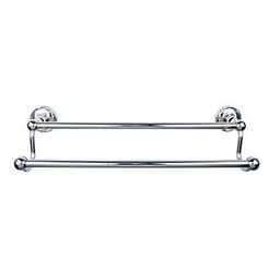 Edwardian Bath Double Towel Bar 18" Center to Center with Ribbon Backplate Polished Chrome - Top Knobs ED7PCE