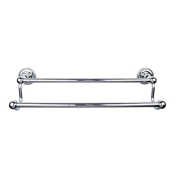 Edwardian Bath Double Towel Bar 18" Center to Center with Rope Backplate Polished Chrome - Top Knobs ED7PCF