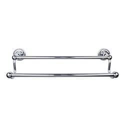 Edwardian Bath Double Towel Bar 18" Center to Center with Rope Backplate Polished Chrome - Top Knobs ED7PCF