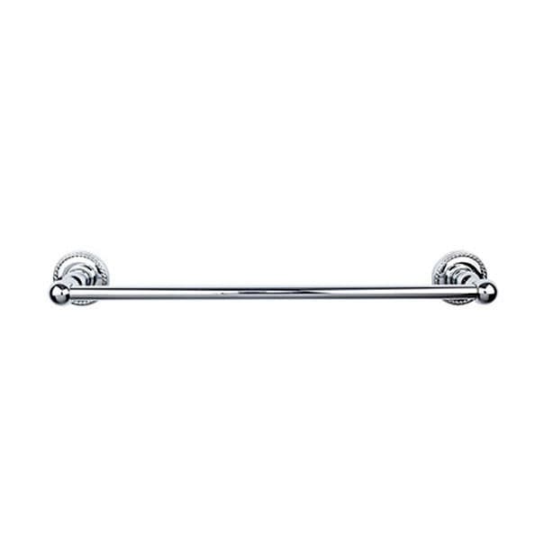 Edwardian Bath Single Towel Bar 24" Center to Center with Rope Backplate Polished Chrome - Top Knobs ED8PCF