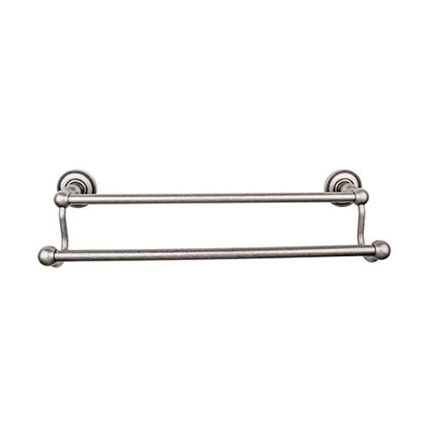 Edwardian Bath Double Towel Bar 24" Center to Center with Beaded Backplate Antique Pewter - Top Knobs ED9APA