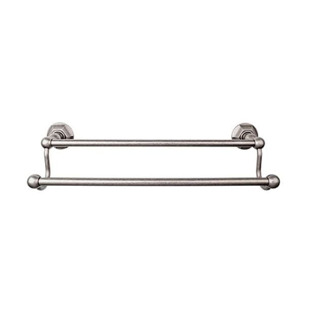 Edwardian Bath Double Towel Bar 24" Center to Center with Hex Backplate Antique Pewter - Top Knobs ED9APB