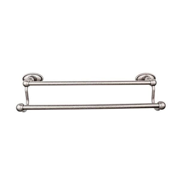 Edwardian Bath Double Towel Bar 24" Center to Center with Oval Backplate Antique Pewter - Top Knobs ED9APC
