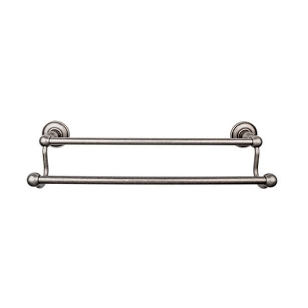 Edwardian Bath Double Towel Bar 24" Center to Center with Plain Backplate Antique Pewter - Top Knobs ED9APD