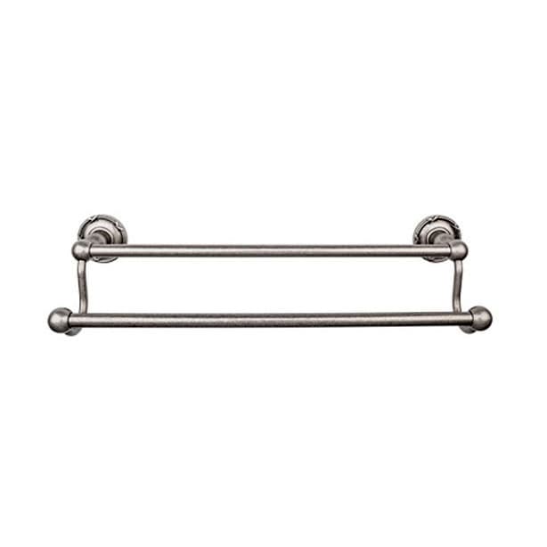 Edwardian Bath Double Towel Bar 24" Center to Center with Ribbon Backplate Antique Pewter - Top Knobs ED9APE