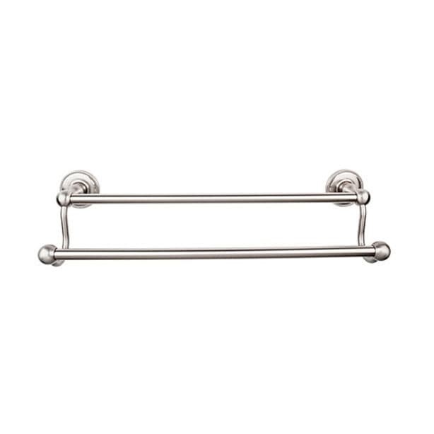Edwardian Bath Double Towel Bar 24" Center to Center with Beaded Backplate Brushed Satin Nickel - Top Knobs ED9BSNA