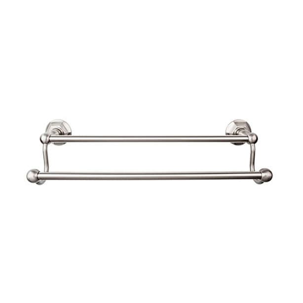 Edwardian Bath Double Towel Bar 24" Center to Center with Hex Backplate Brushed Satin Nickel - Top Knobs ED9BSNB