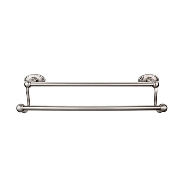 Edwardian Bath Double Towel Bar 24" Center to Center with Oval Backplate Brushed Satin Nickel - Top Knobs ED9BSNC