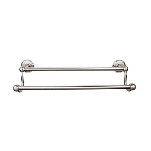 Edwardian Bath Double Towel Bar 24" Center to Center with Plain Backplate Brushed Satin Nickel - Top Knobs ED9BSND