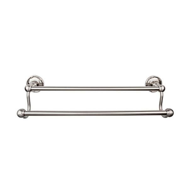 Edwardian Bath Double Towel Bar 24" Center to Center with Ribbon Backplate Brushed Satin Nickel - Top Knobs ED9BSNE