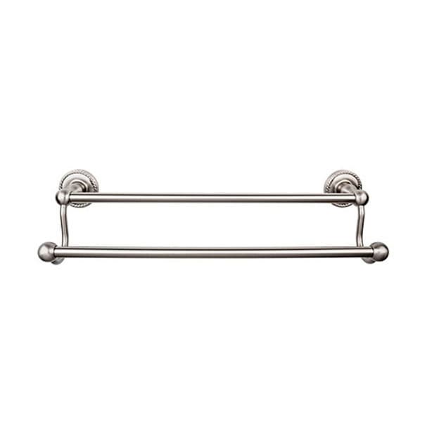 Edwardian Bath Double Towel Bar 24" Center to Center with Rope Backplate Brushed Satin Nickel - Top Knobs ED9BSNF