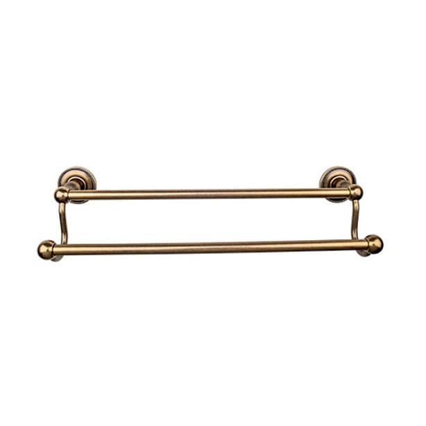 Edwardian Bath Double Towel Bar 24" Center to Center with Beaded Backplate German Bronze - Top Knobs ED9GBZA