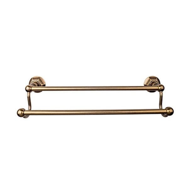 Edwardian Bath Double Towel Bar 24" Center to Center with Hex Backplate German Bronze - Top Knobs ED9GBZB