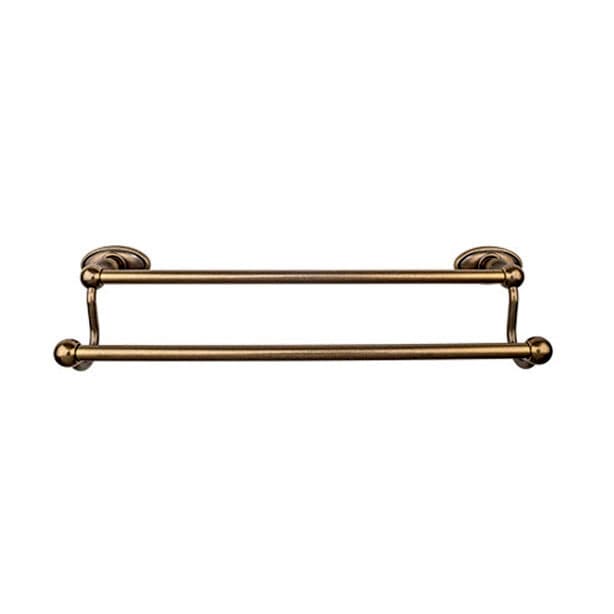 Edwardian Bath Double Towel Bar 24" Center to Center with Oval Backplate German Bronze - Top Knobs ED9GBZC