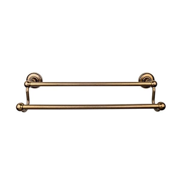 Edwardian Bath Double Towel Bar 24" Center to Center with Plain Backplate German Bronze - Top Knobs ED9GBZD
