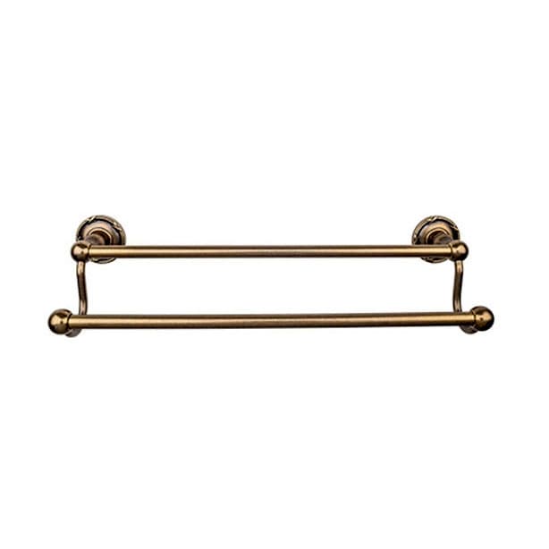 Edwardian Bath Double Towel Bar 24" Center to Center with Ribbon Backplate German Bronze - Top Knobs ED9GBZE