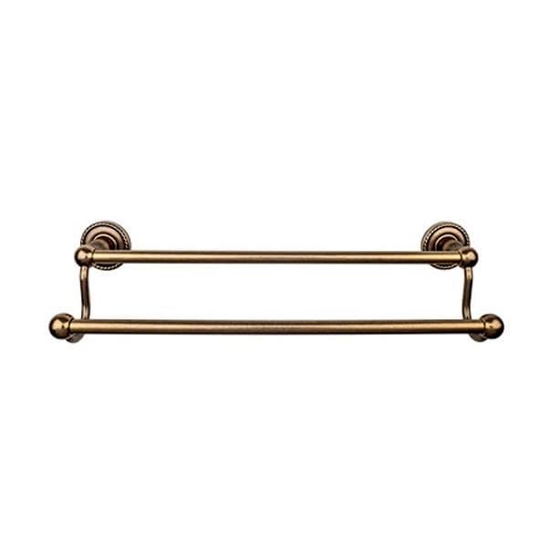 Edwardian Bath Double Towel Bar 24" Center to Center with Rope Backplate German Bronze - Top Knobs ED9GBZF