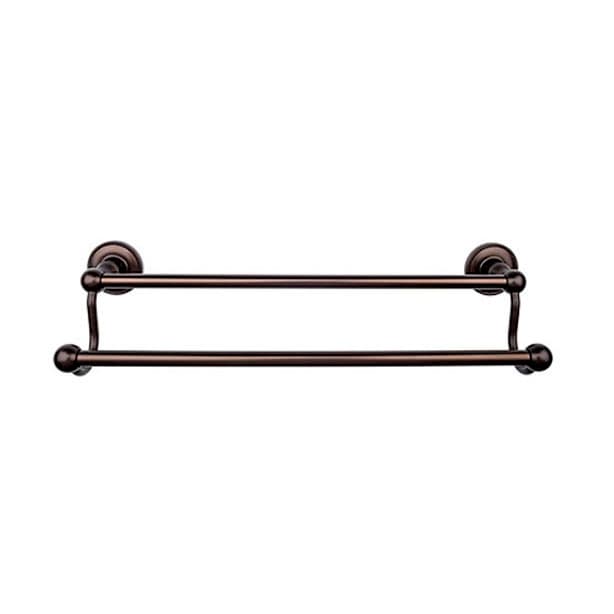 Edwardian Bath Double Towel Bar 24" Center to Center with Beaded Backplate Oil Rubbed Bronze - Top Knobs ED9ORBA