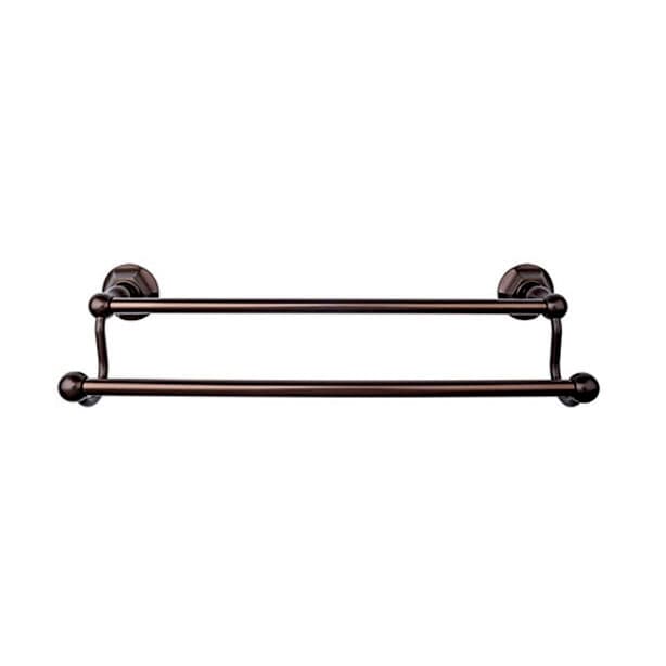 Edwardian Bath Double Towel Bar 24" Center to Center with Hex Backplate Oil Rubbed Bronze - Top Knobs ED9ORBB
