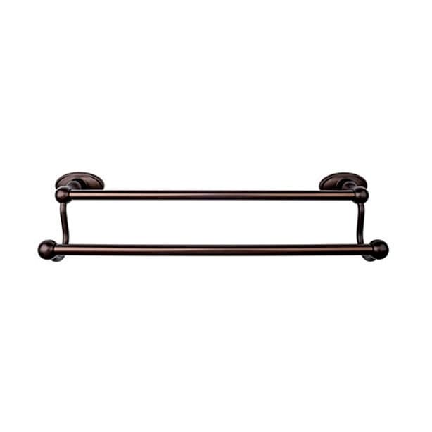 Edwardian Bath Double Towel Bar 24" Center to Center with Oval Backplate Oil Rubbed Bronze - Top Knobs ED9ORBC