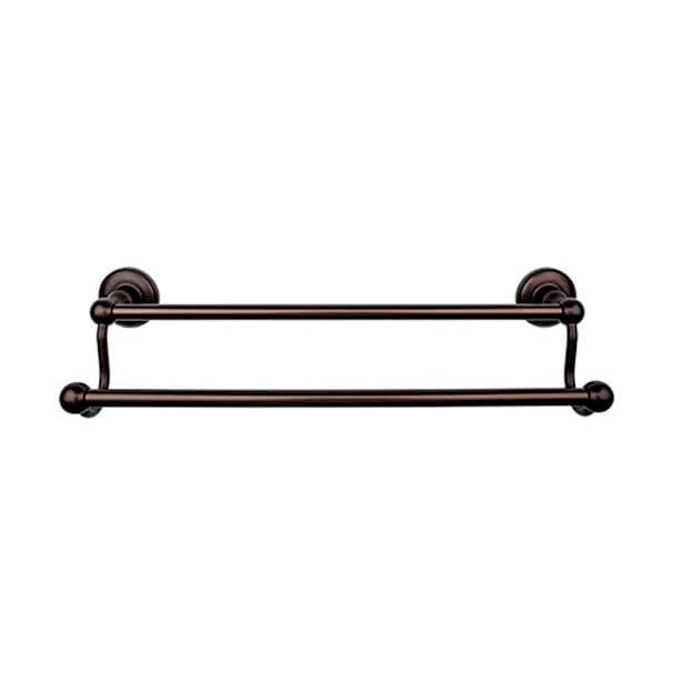Edwardian Bath Double Towel Bar 24" Center to Center with Plain Backplate Oil Rubbed Bronze - Top Knobs ED9ORBD