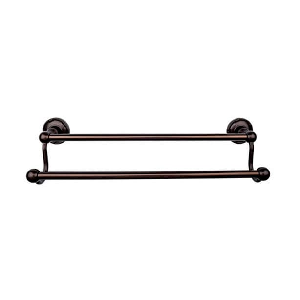 Edwardian Bath Double Towel Bar 24" Center to Center with Ribbon Backplate Oil Rubbed Bronze - Top Knobs ED9ORBE